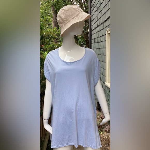 Made in Italy blue cotton blend short sleeves top. Small - Picture 5 of 14